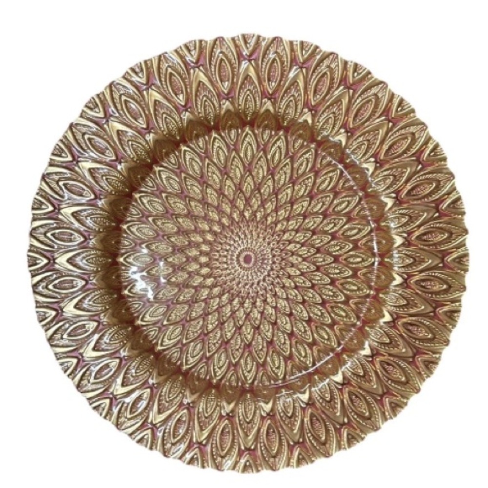 Vietri Peacock Feather Platter Charger Set of 2